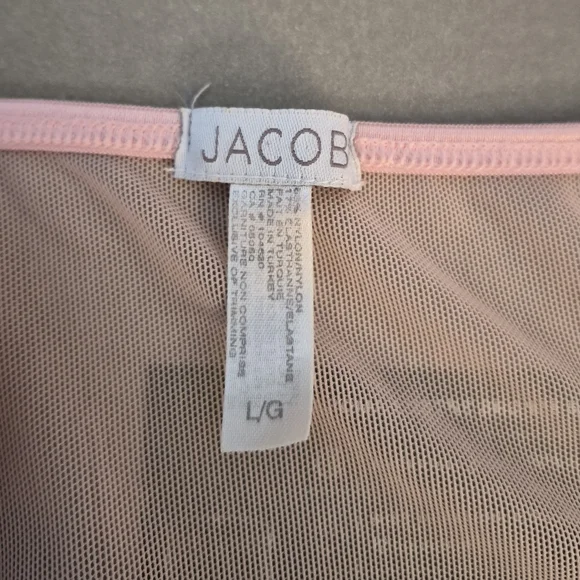 Vintage Jacob Light Pink Sheer Mesh Slip Night Gown Size Large - Picture 3 of 3